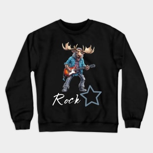 Rockstar Guitar Moose Music Crewneck Sweatshirt